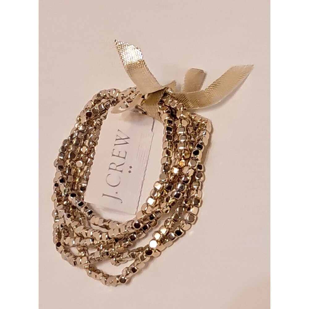 J.Crew Tiny Beads Stretch Bracelet Set Of Six Gold Plated Size 7 AX510 NWT